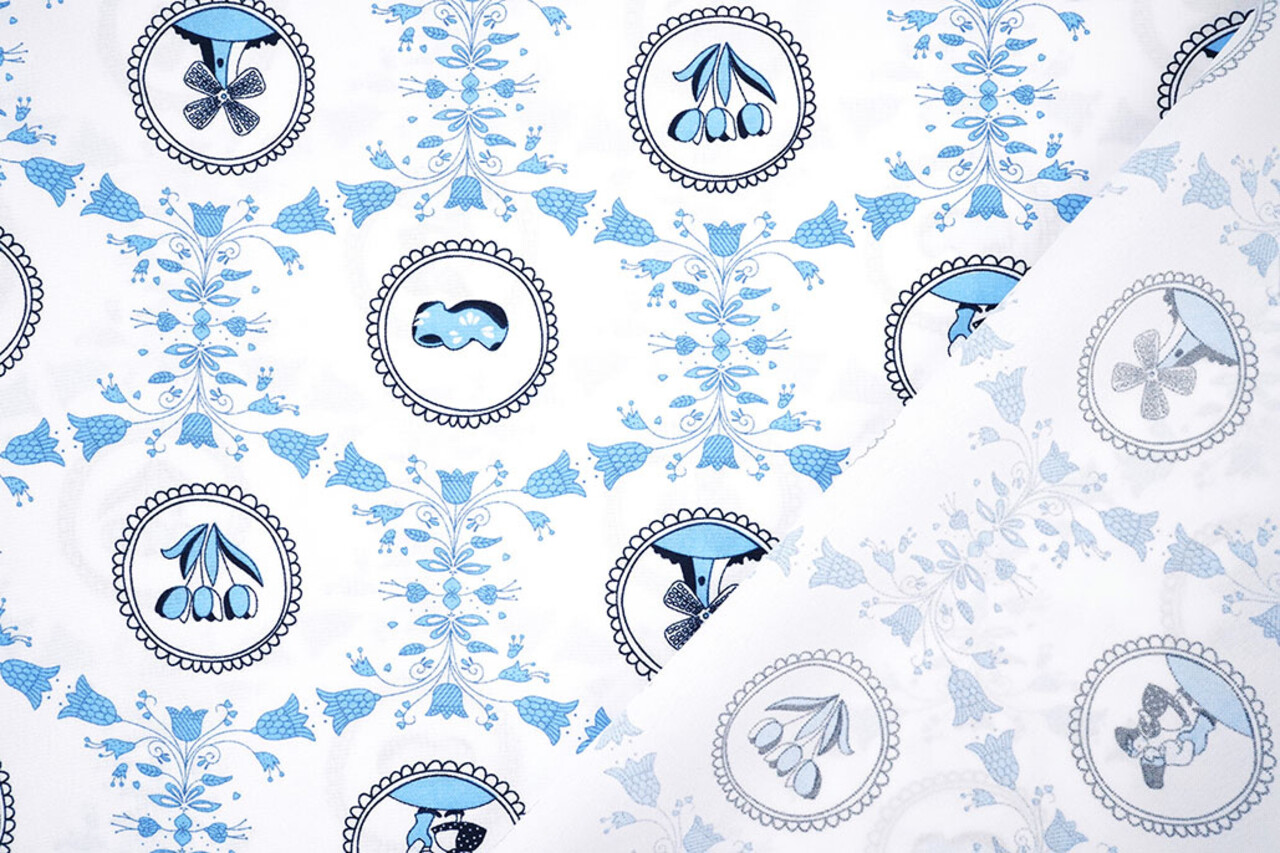 Oeko-Tex®  Bi-Stretch Bedrukt Delfts Blauw