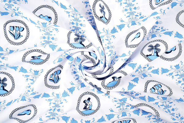 Oeko-Tex® Bi-Stretch Printed Dutch Delft Blue Oeko-Tex® Bi-Stretch Printed Dutch Delft Blue