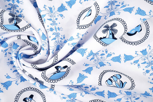 Oeko-Tex® Bi-Stretch Printed Dutch Delft Blue Oeko-Tex® Bi-Stretch Printed Dutch Delft Blue