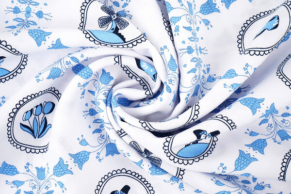 Oeko-Tex® Bi-Stretch Printed Dutch Delft Blue Oeko-Tex® Bi-Stretch Printed Dutch Delft Blue