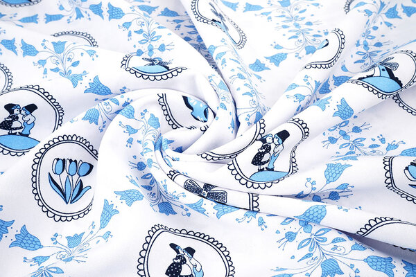 Oeko-Tex® Bi-Stretch Printed Dutch Delft Blue Oeko-Tex® Bi-Stretch Printed Dutch Delft Blue