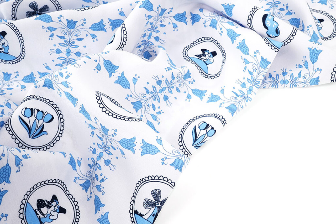 Oeko-Tex® Bi-Stretch Printed Dutch Delft Blue Oeko-Tex® Bi-Stretch Printed Dutch Delft Blue
