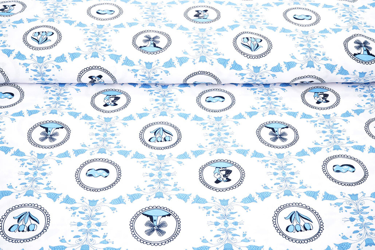 Oeko-Tex® Bi-Stretch Printed Dutch Delft Blue Oeko-Tex® Bi-Stretch Printed Dutch Delft Blue