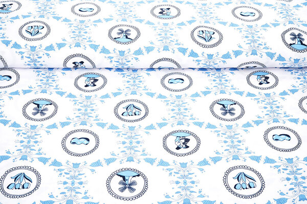 Oeko-Tex® Bi-Stretch Bedruckt Delfter Blau Oeko-Tex® Bi-Stretch Bedruckt Delfter Blau
