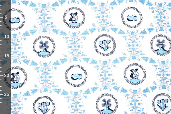 Oeko-Tex® Bi-Stretch Printed Dutch Delft Blue Oeko-Tex® Bi-Stretch Printed Dutch Delft Blue