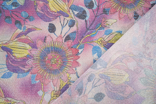 Lurex Dans Bedrukt Floral Shimmer Roze