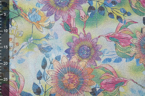 Lurex Tanz Bedruckt Floral Shimmer Hellblau Lurex Tanz Bedruckt Floral Shimmer Hellblau