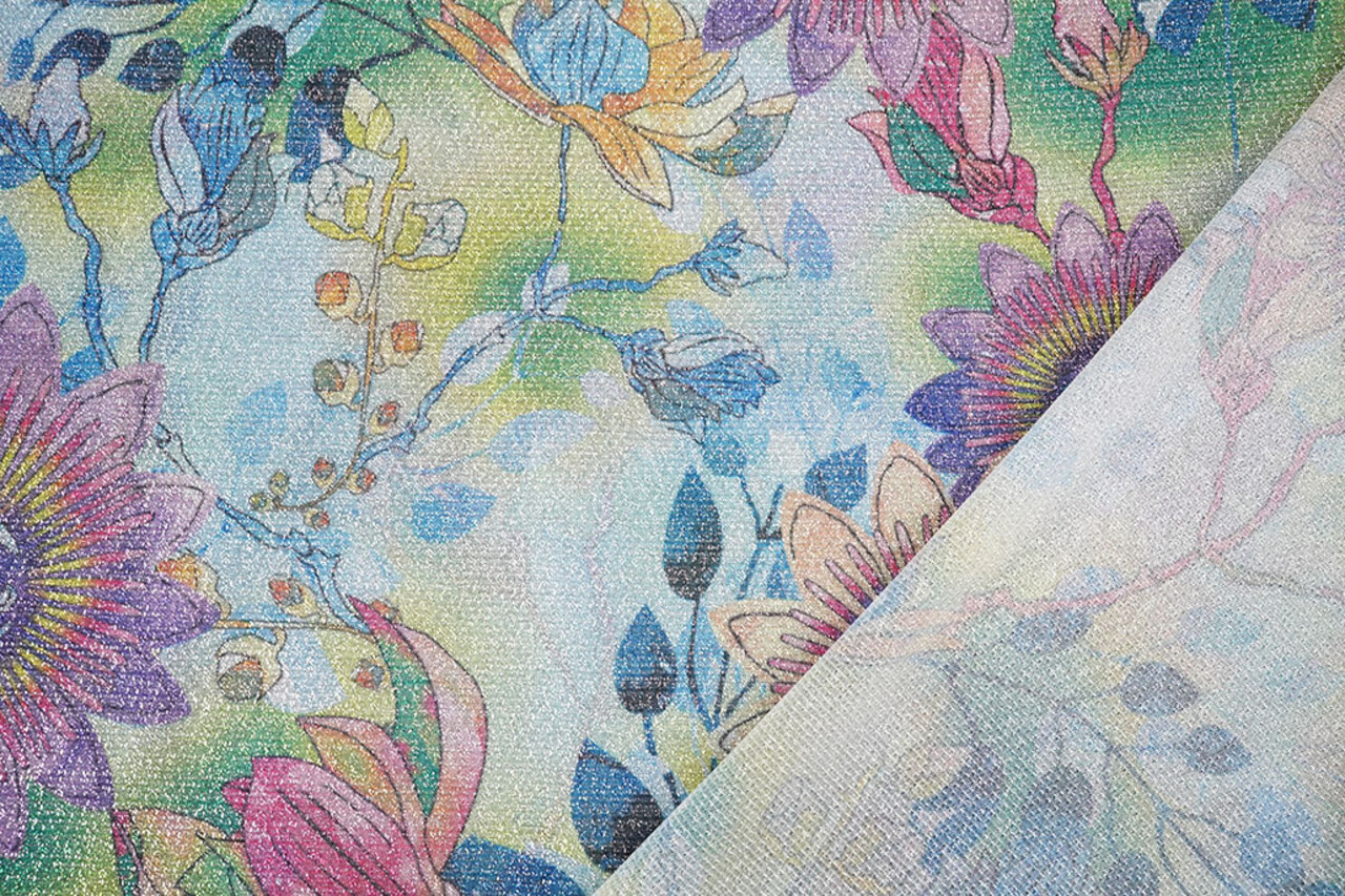 Lurex Dance Printed Floral Shimmer Light Blue Lurex Dance Printed Floral Shimmer Light Blue