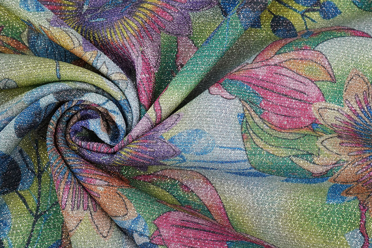 Lurex Dance Printed Floral Shimmer Light Blue Lurex Dance Printed Floral Shimmer Light Blue