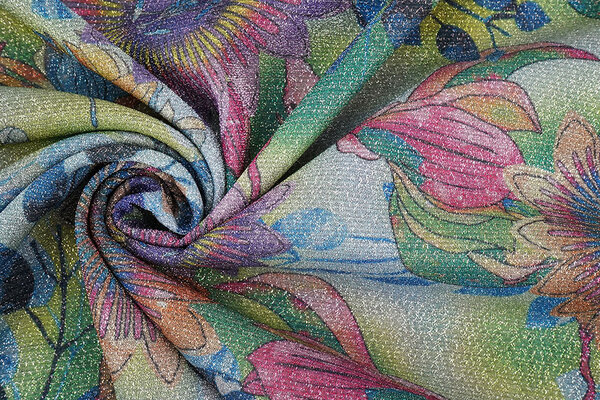 Lurex Dance Printed Floral Shimmer Light Blue Lurex Dance Printed Floral Shimmer Light Blue
