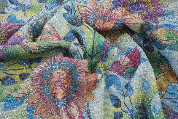 Lurex Dance Printed Floral Shimmer Light Blue Lurex Dance Printed Floral Shimmer Light Blue