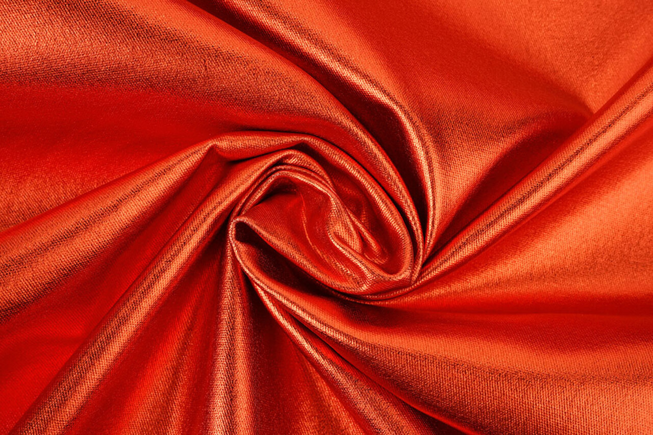 Metallic Stretch Cotton Orange-Red
