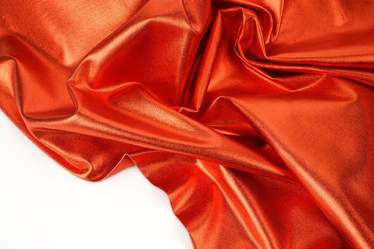 Metallic Stretch Cotton Orange-Red