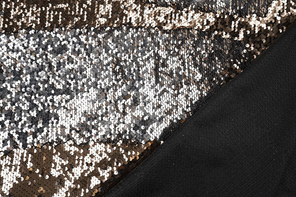 Reversibler Paillettenstoff Roségold-Silber