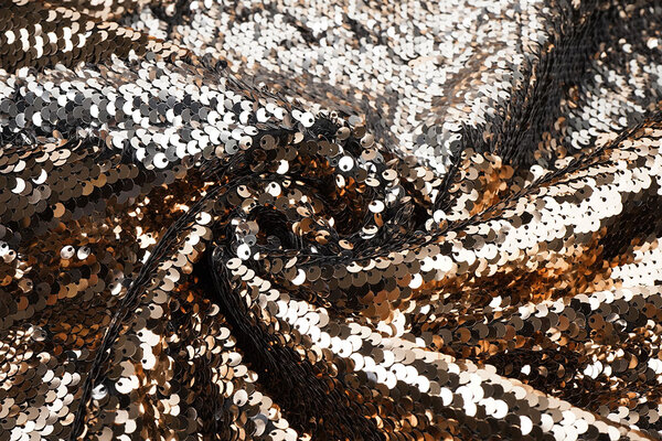 Reversibler Paillettenstoff Roségold-Silber