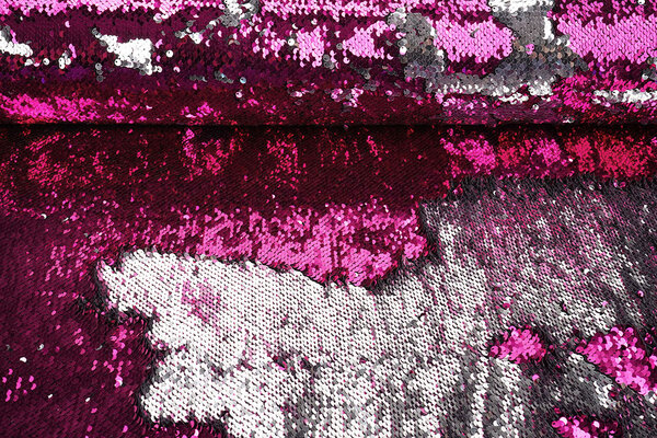 Reversible Sequin Fabric Fuchsia-Silver