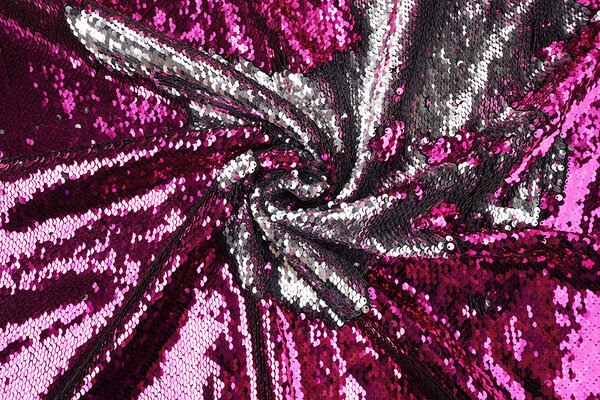 Reversible Sequin Fabric Fuchsia-Silver