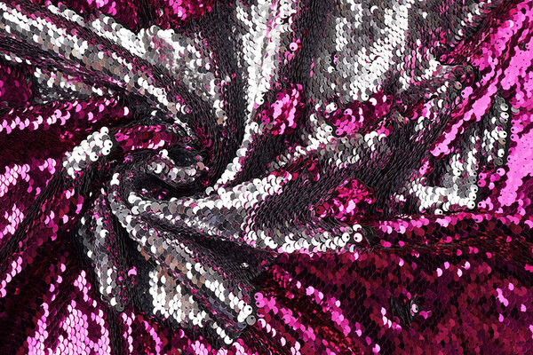 Reversible Sequin Fabric Fuchsia-Silver
