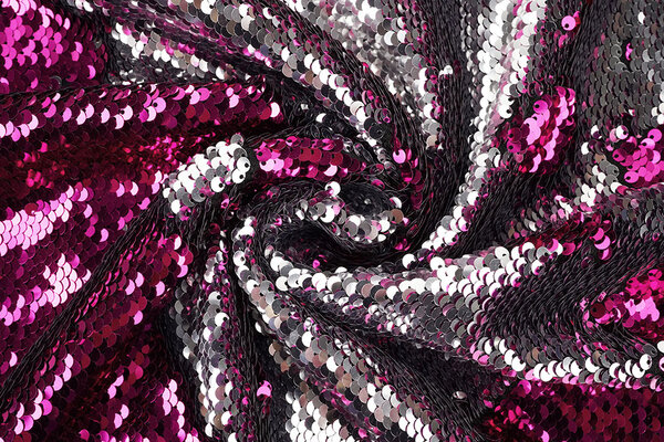 Reversibler Paillettenstoff Fuchsia-Silber Reversibler Paillettenstoff Fuchsia-Silber