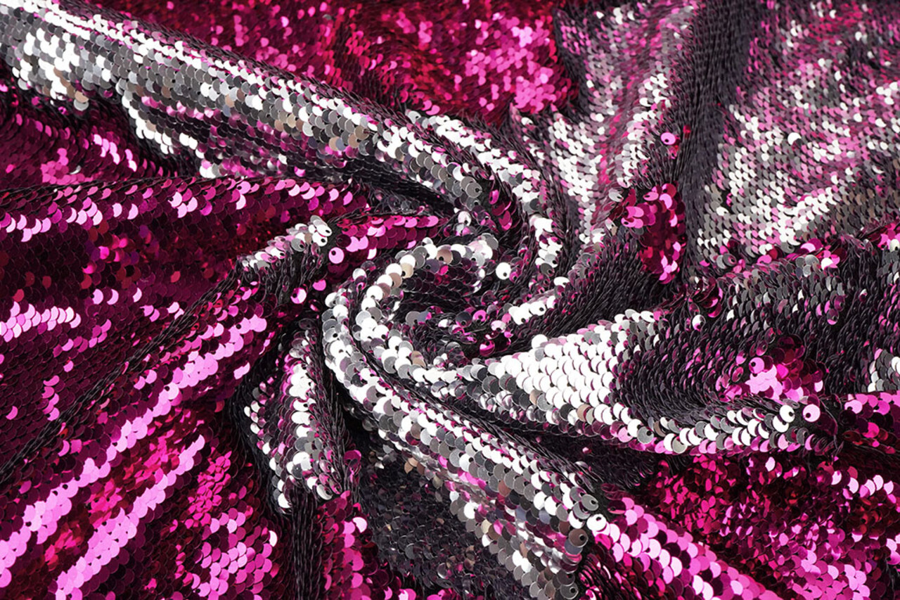 Reversible Sequin Fabric Fuchsia-Silver