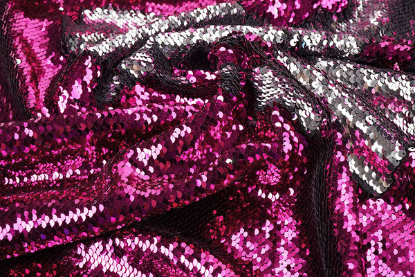 Reversible Sequin Fabric Fuchsia-Silver