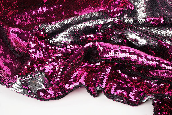 Reversible Sequin Fabric Fuchsia-Silver