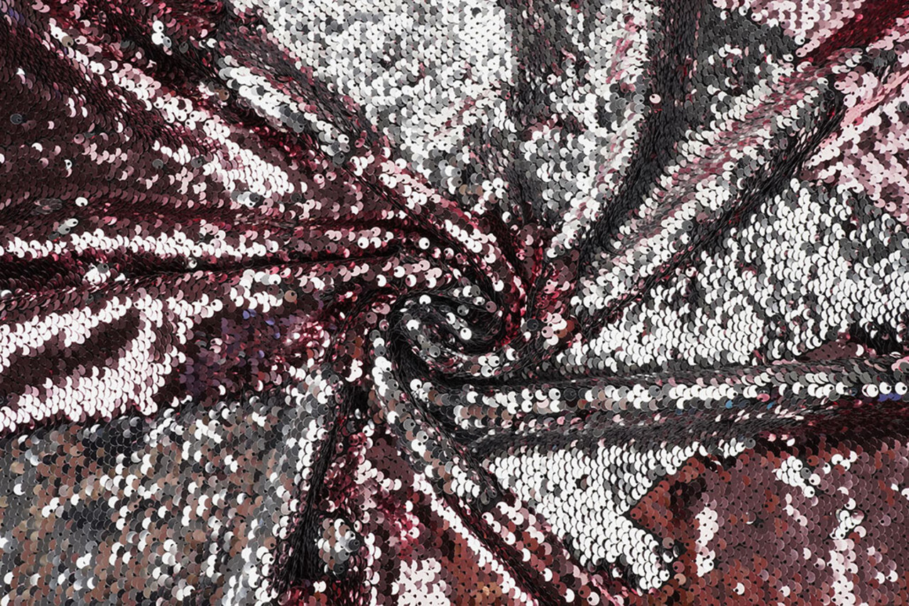 Reversibler Paillettenstoff Rosa-Silber Reversibler Paillettenstoff Rosa-Silber