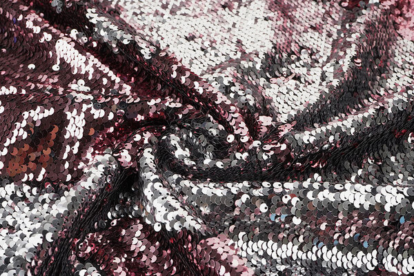 Reversibler Paillettenstoff Rosa-Silber Reversibler Paillettenstoff Rosa-Silber