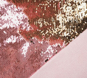 Reversibler Paillettenstoff Rosa-Gold