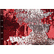 Reversibler Paillettenstoff Rot-Silber auf Rot Satin