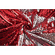 Reversible Sequin Fabric Red-Silver on Red Satin