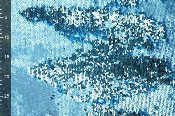 Omkeerbare Pailletten Stof Mat-Glans Blauw op Blauw Satijn