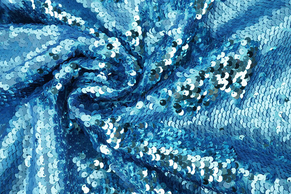 Omkeerbare Pailletten Stof Mat-Glans Blauw op Blauw Satijn
