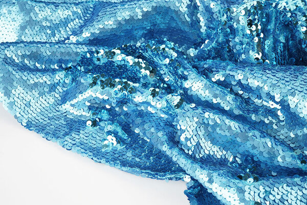 Omkeerbare Pailletten Stof Mat-Glans Blauw op Blauw Satijn