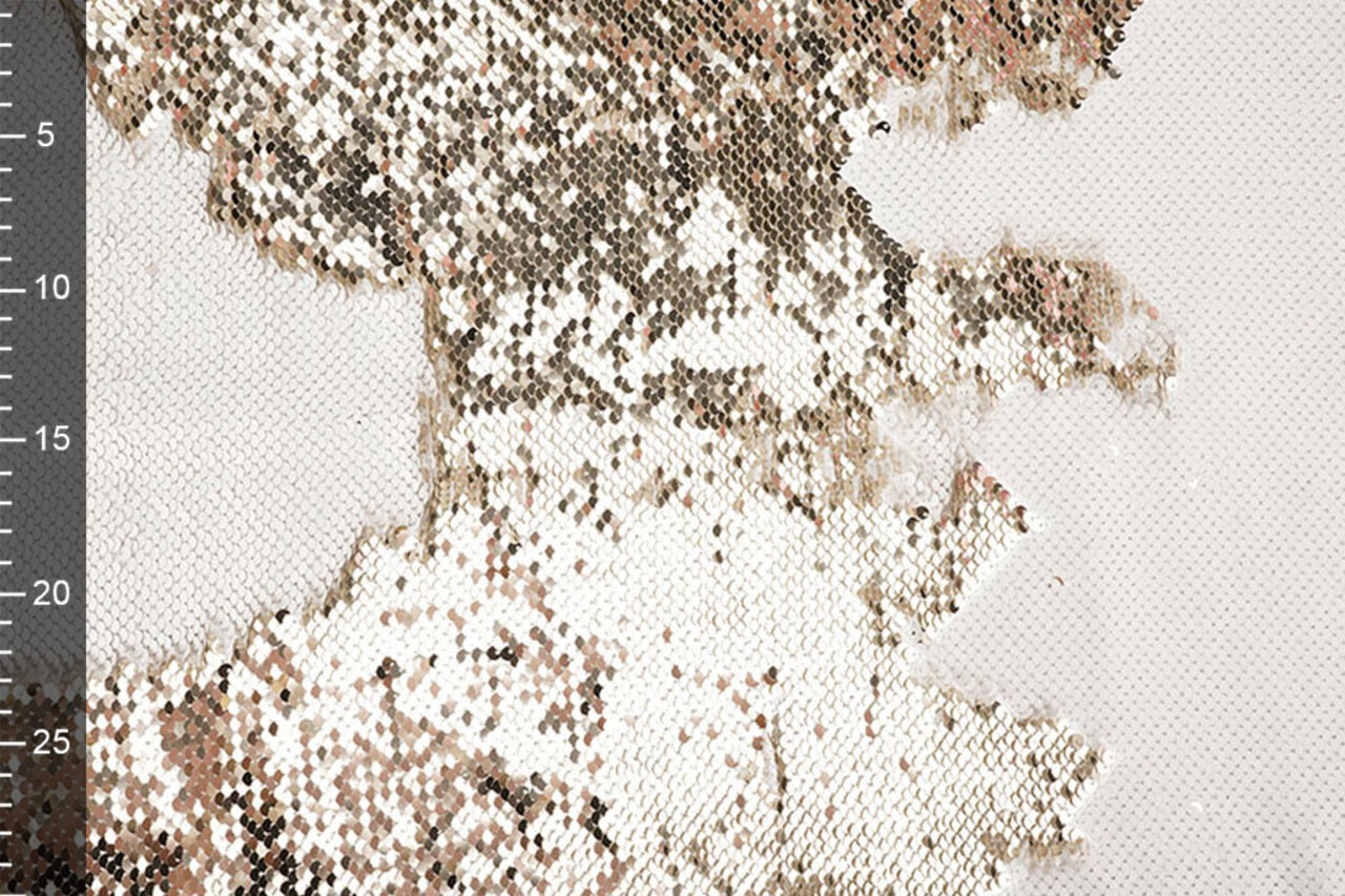 Reversible Sequin Fabric Matte White-Shiny Champagne on White Satin