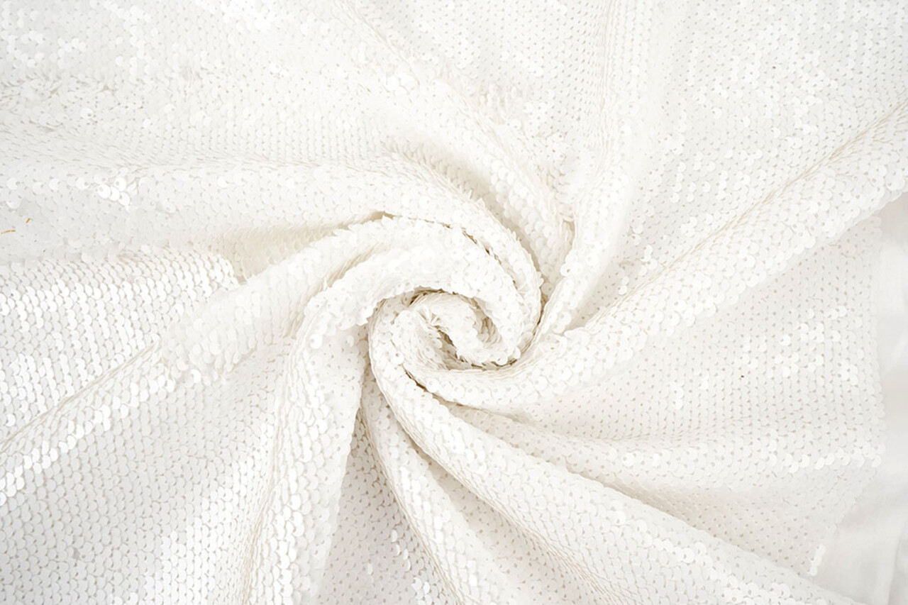 Reversible Sequin Fabric White - White Reversible Sequin Fabric White - White