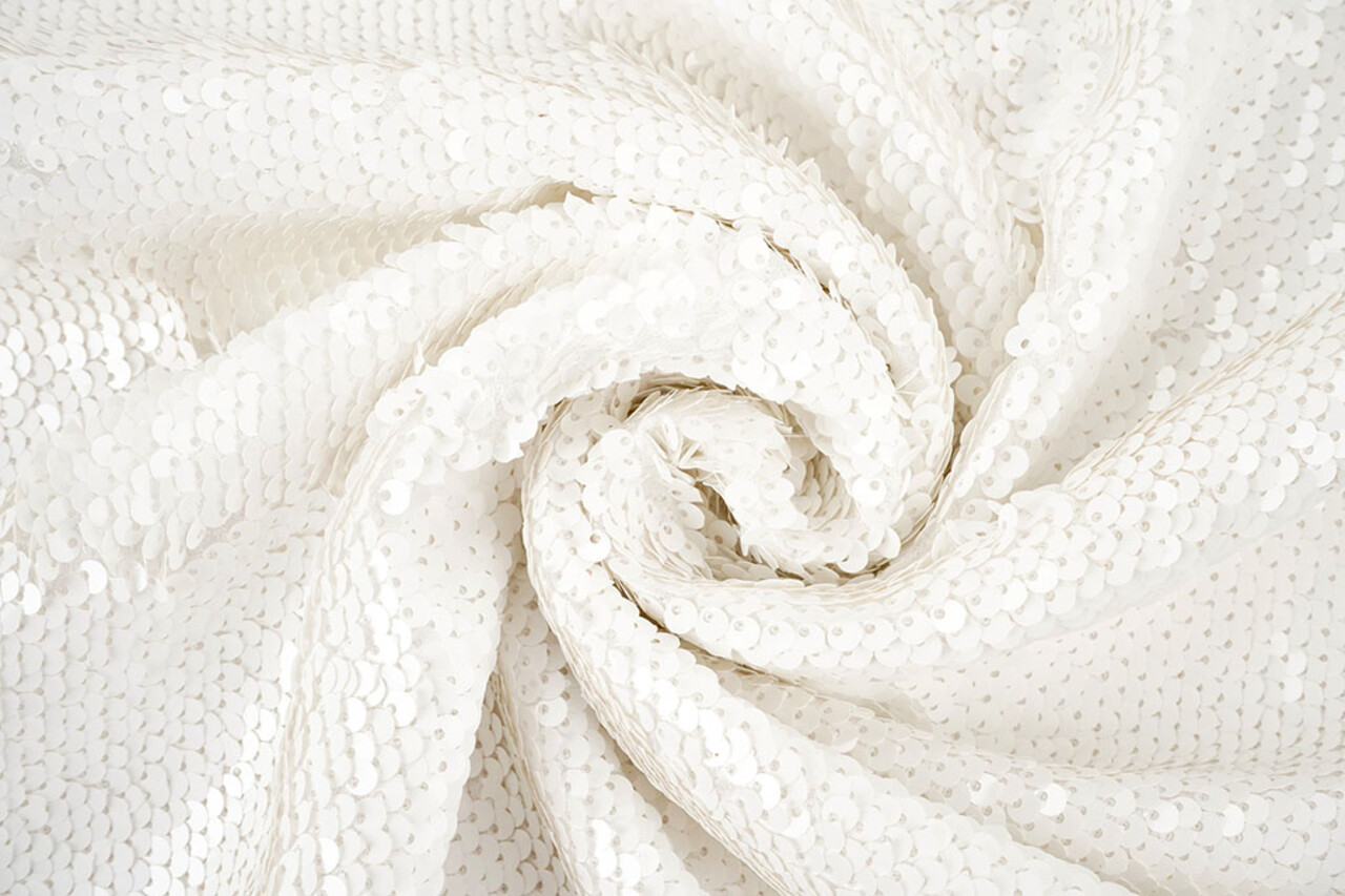 Reversible Sequin Fabric White - White Reversible Sequin Fabric White - White