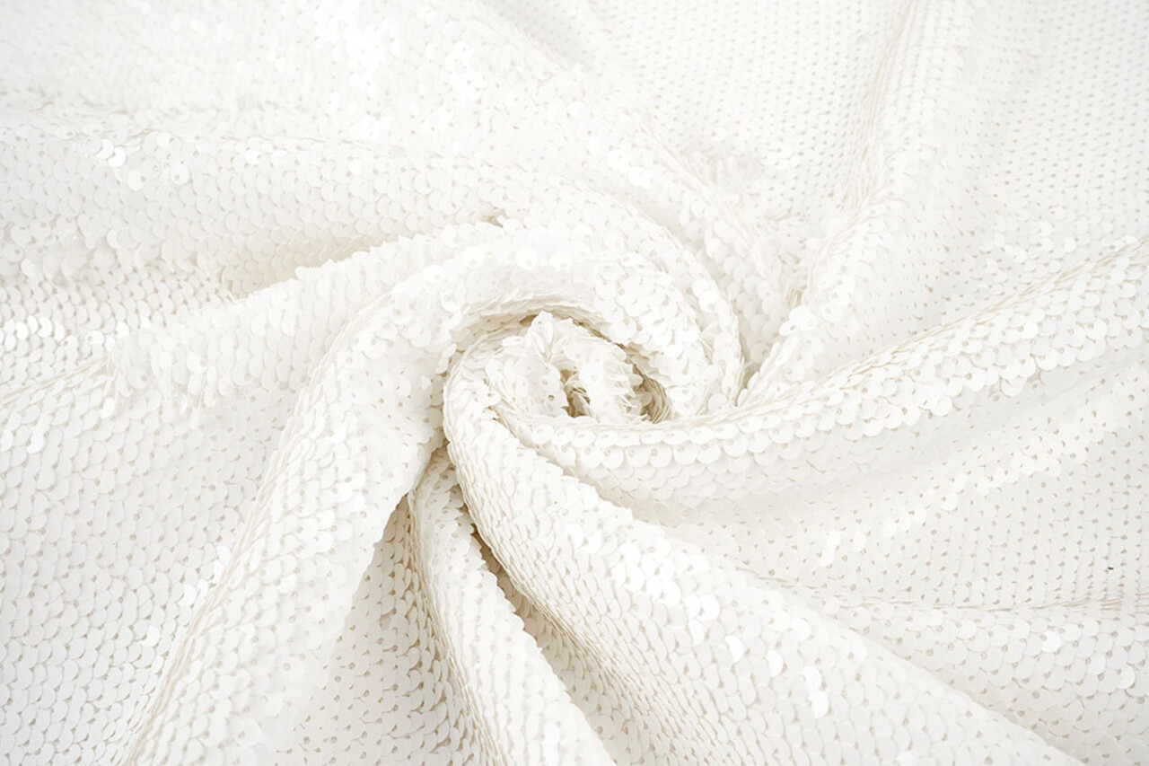 Reversible Sequin Fabric White - White Reversible Sequin Fabric White - White