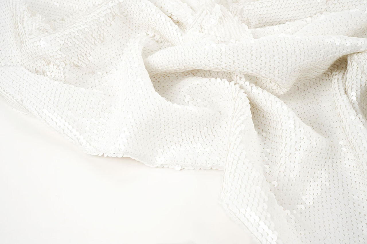 Reversible Sequin Fabric White - White Reversible Sequin Fabric White - White
