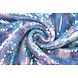 Sequin Fabric Pearlescent on Printed Satin Stars