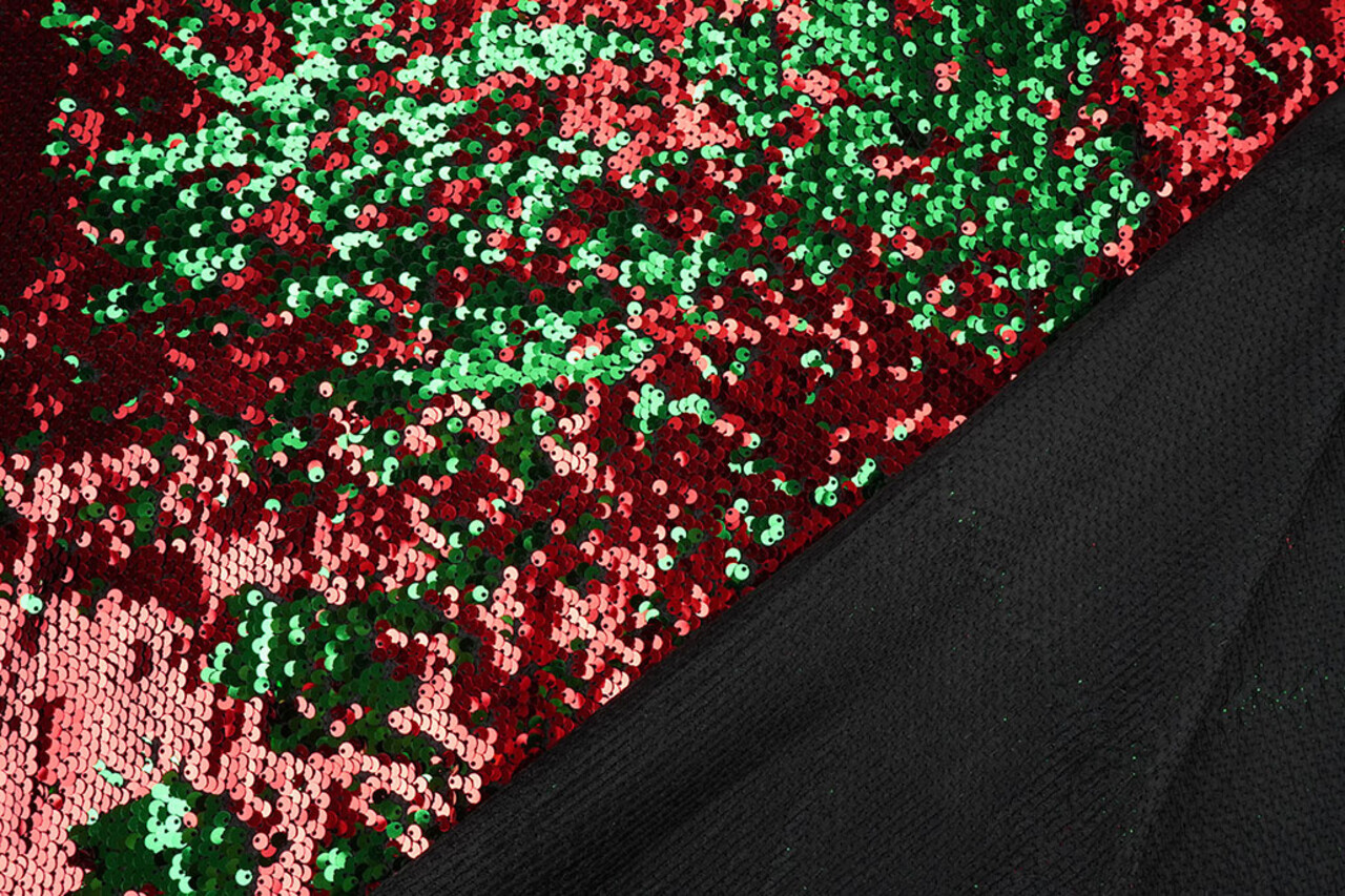 Reversible Sequin Fabric Red-Green