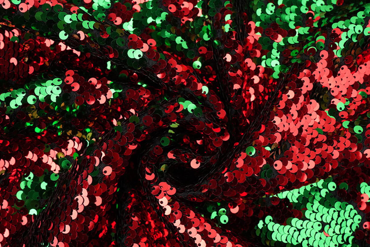 Reversibile Paillettes Tessuto Rosso-Verde Reversibile Paillettes Tessuto Rosso-Verde