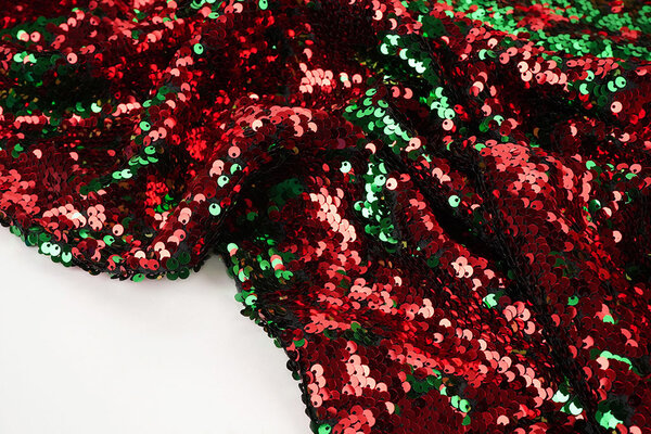 Reversible Sequin Fabric Red-Green