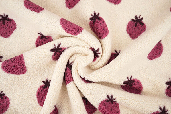 Teddy Fabric Strawberries Cream Teddy Fabric Strawberries Cream
