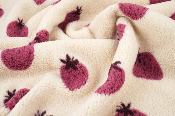 Teddy Fabric Strawberries Cream Teddy Fabric Strawberries Cream