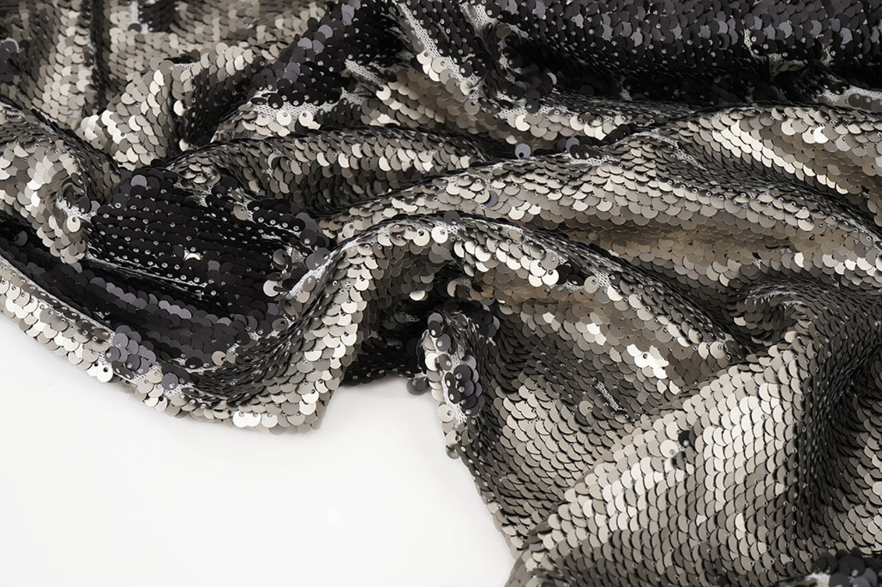 Reversible Sequins on Mesh on Mesh Matte Grey-Anthracite