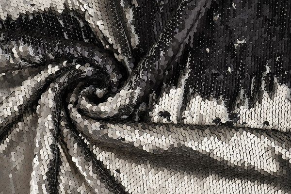 Reversibler Pailletten auf Mesh Matt Grau-Anthrazit