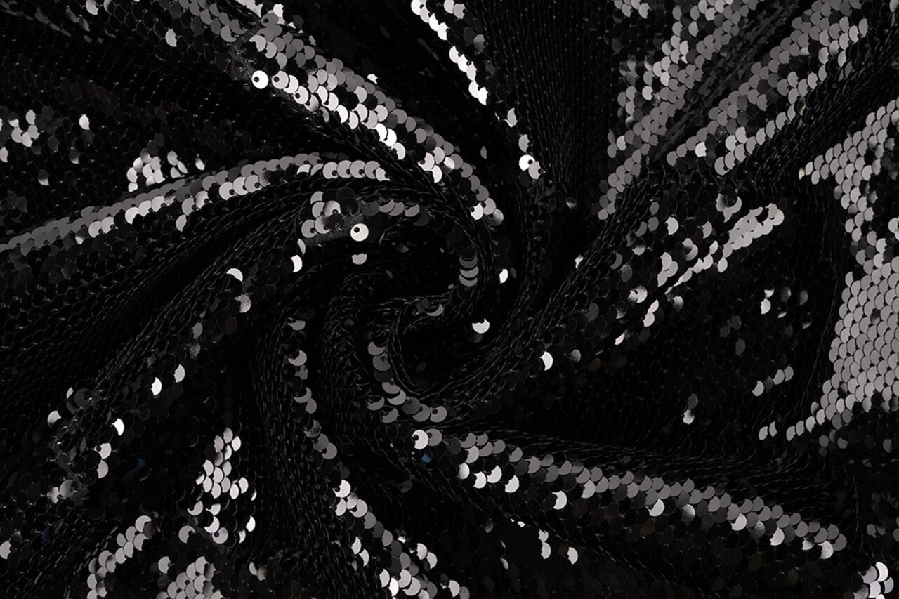 Reversibler Paillettenstoff Schwarz - Schwarz Reversibler Paillettenstoff Schwarz - Schwarz