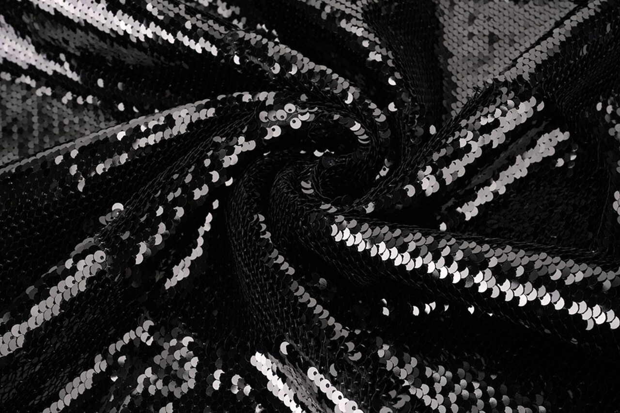 Reversibler Paillettenstoff Schwarz - Schwarz Reversibler Paillettenstoff Schwarz - Schwarz