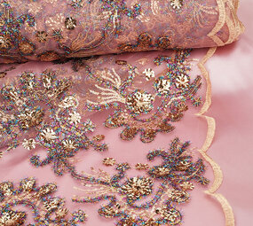 Netz Bestickt Pailletten Ishani Rosa Netz Bestickt Pailletten Ishani Rosa